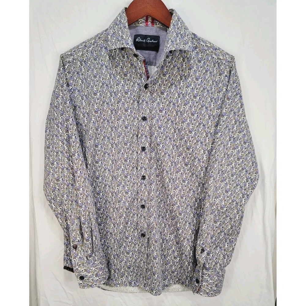 Robert Graham Modern Americana Abstract Floral Shirt Long Sleeve Mens Medium